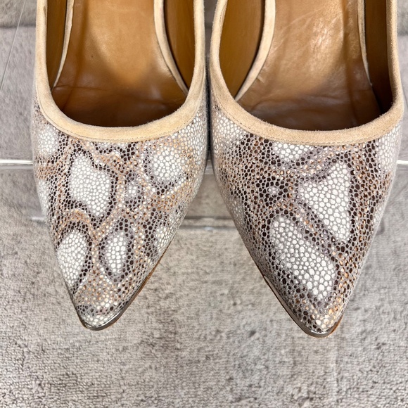 Donald J Pliner Silver Lace Metallic Pointed Toe Heels Tion Pumps 10M Party - Picture 4 of 10